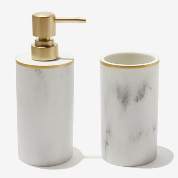 Bathroom set * Faux Marble * Sunday Citizen Soap dispenser & Toothbrush holder - Picture 1 of 5